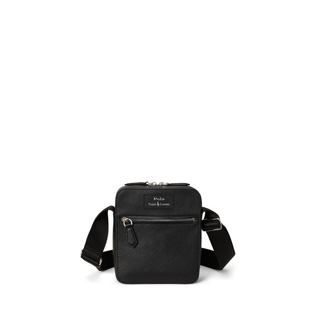Sac à bandoulière en cuir grainé  noir <span itemprop=