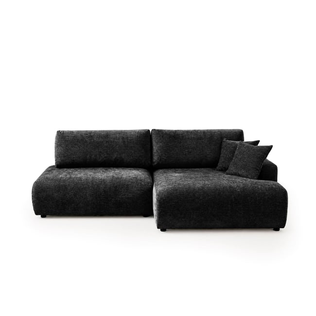 Canapé d'Angle Convertible en Tissu texturé 4 places - PIVOINE - LISA DESIGN