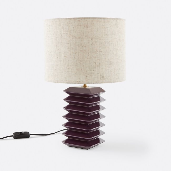 Table Lamp in Ceramic and Linen Remilo, aubergine, LA REDOUTE INTERIEURS