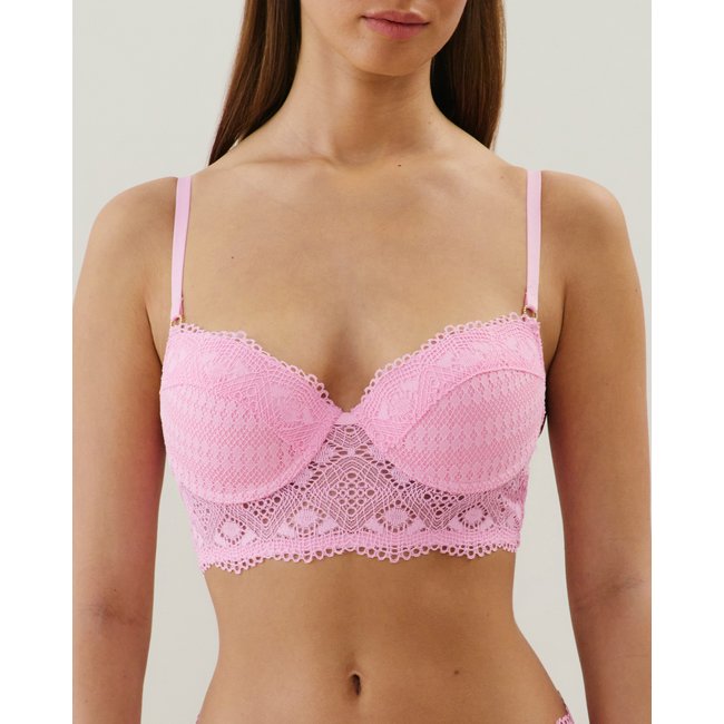 Bustier push-up en dentelle DESERTIZ rose <span itemprop=