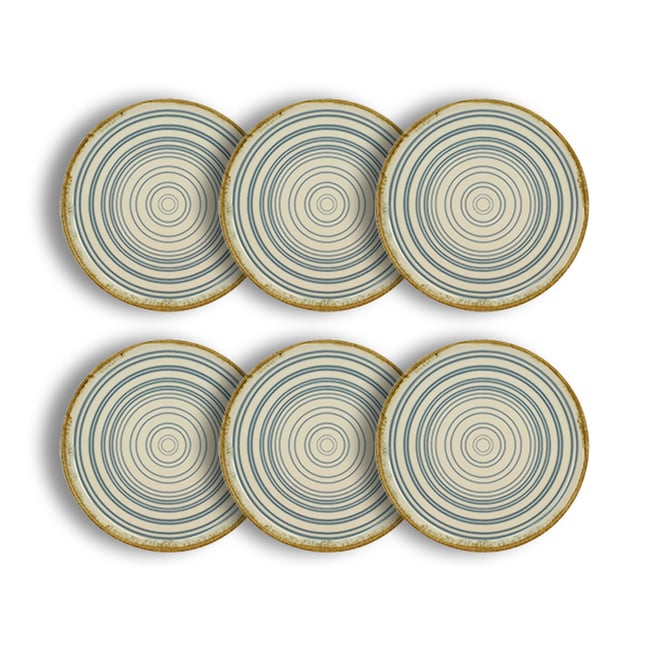 Lot de 6 assiettes à dessert 21cm en faïence, SPIRALE Couleur bleu <span itemprop=