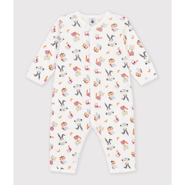 Pyjama en coton, imprimé animaux imprimé fond blanc <span itemprop=