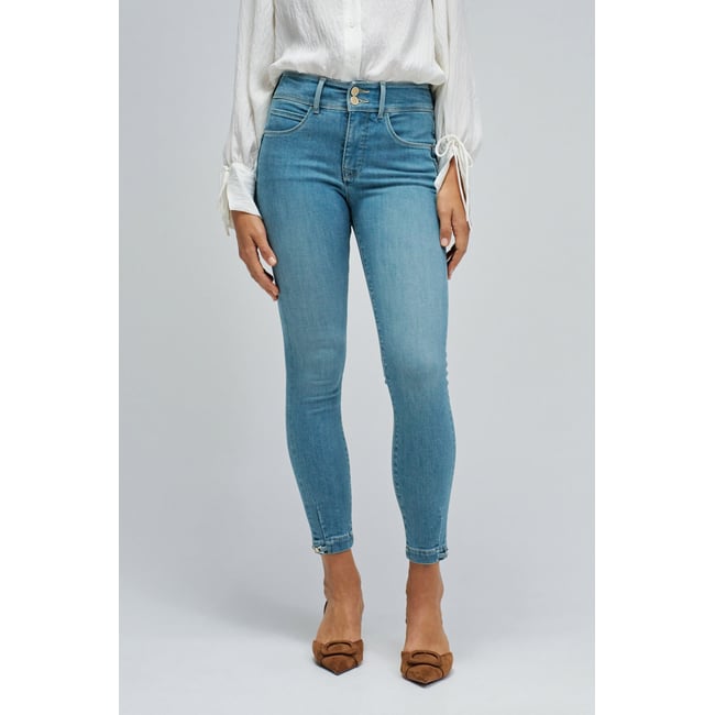 JEAN SECRET PUSH IN CROPPED SKINNY bleu vintage <span itemprop=