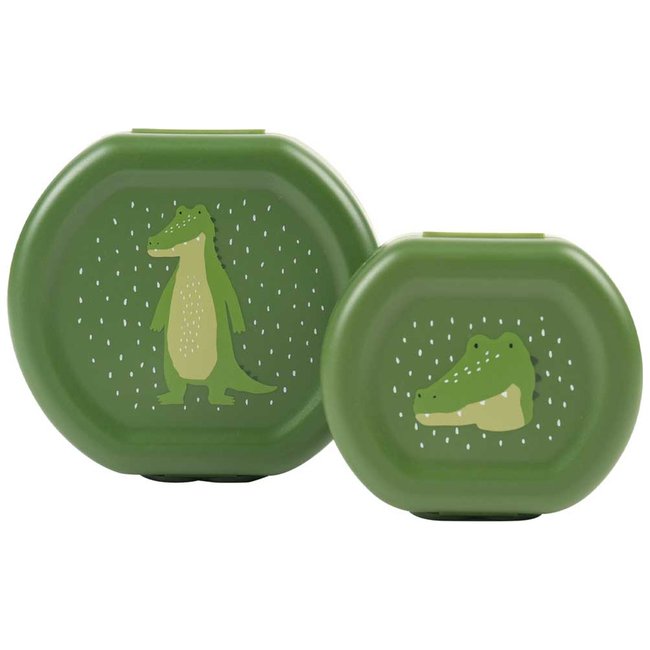 Lot de 2 boîtes à goûter à clip vert, blanc, noir <span itemprop=