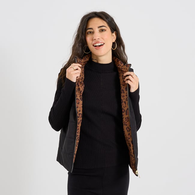 Doudoune sans manches réversible noir <span itemprop=