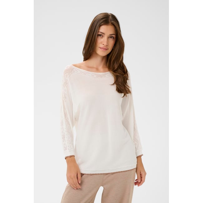 Pullover tricoté blanc snow white <span itemprop=