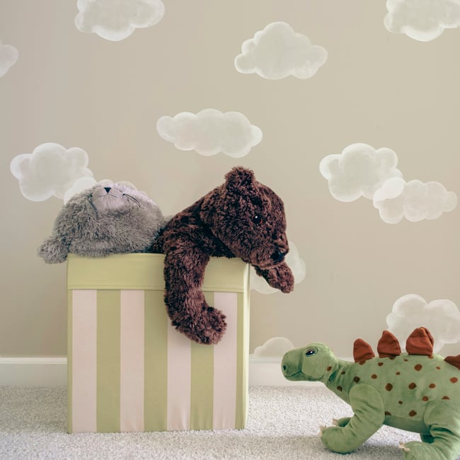 Papier peint Petits nuages clairs Couleur beige, bleu <span itemprop=