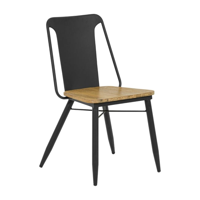 Chaise industrielle bois et métal noir BROOKLYN Couleur noir <span itemprop=