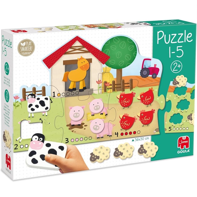Puzzle chiffres de 1 à 5 blanc <span itemprop=