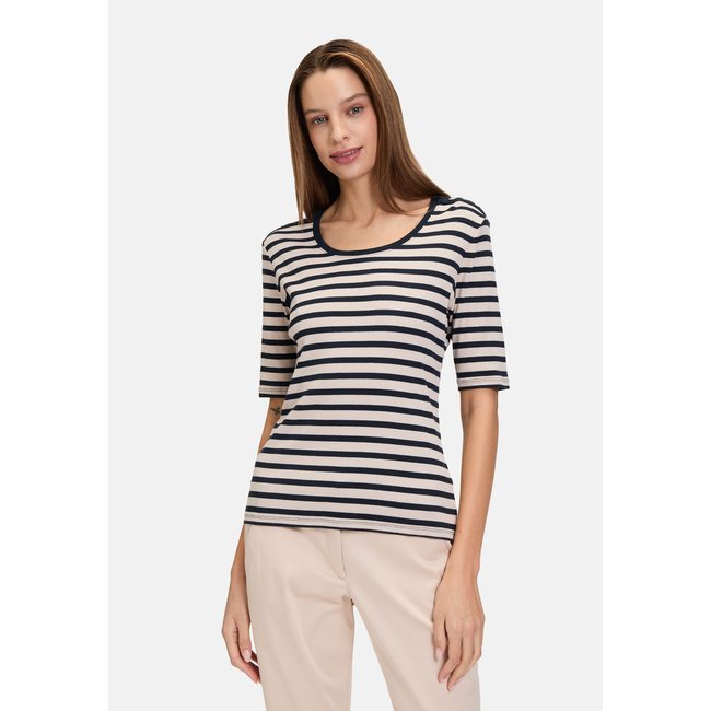 T-shirt basique de texture côtelée nature/dark blue <span itemprop=