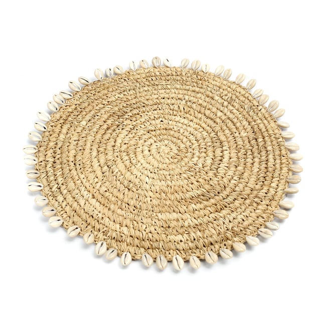 Set de table en raphia et coquillages RAFFIA beige <span itemprop=