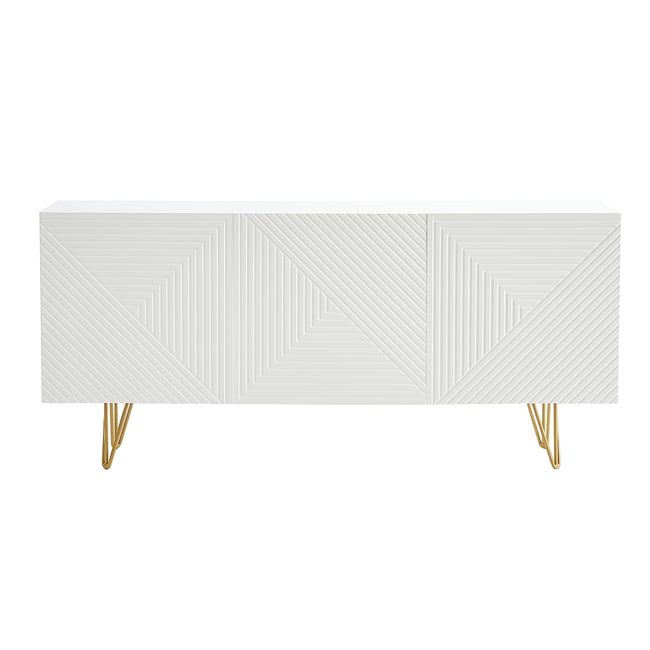 Buffet design 3 portes pieds métal doré L160 cm OZEN - MILIBOO