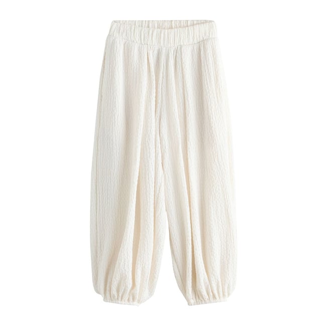 Pantalon ballon texturé blanc écru <span itemprop=