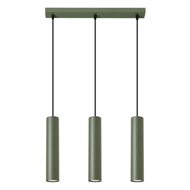 Suspension Acier Vert Olive GU10 3 Lagos Line Couleur vert <span itemprop=