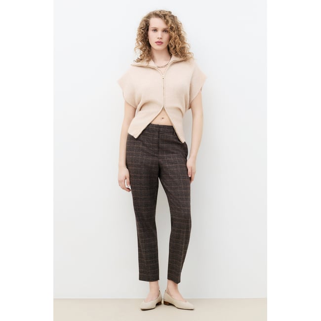 Pantalon coupe cigarette PSIDIKOFil textile marron foncé <span itemprop=