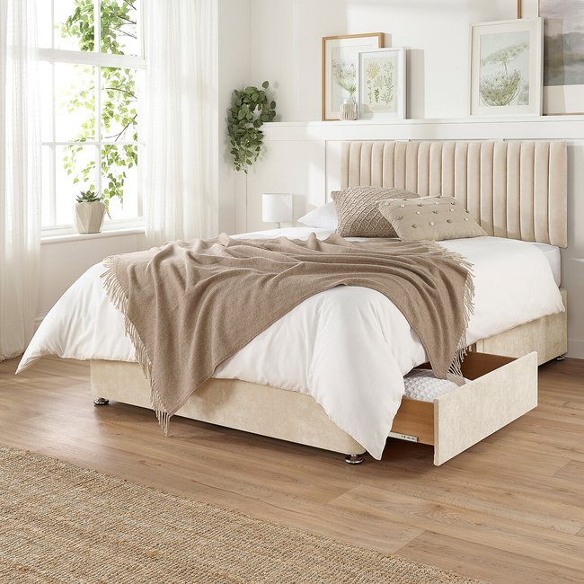 Grant Linen Divan Bed with 2 Drawers - ASPIRE