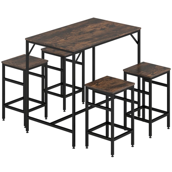 Ensemble de table de bar Métal Noir Couleur noir, chêne clair <span itemprop=