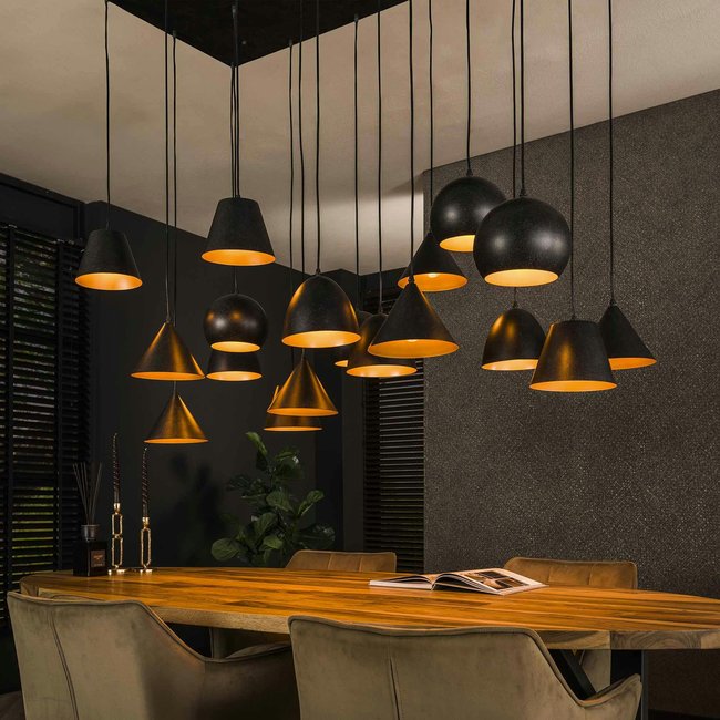 Suspension XXL 18 abat-jour en métal noir RALF Couleur noir <span itemprop=
