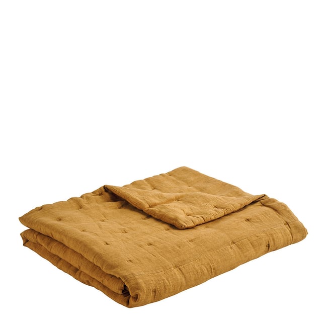 Couvre-lit en lin safran <span itemprop=