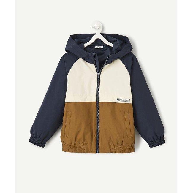 Giacca anti-vento con cappuccio blu marine/beige TAPE A L'OEIL