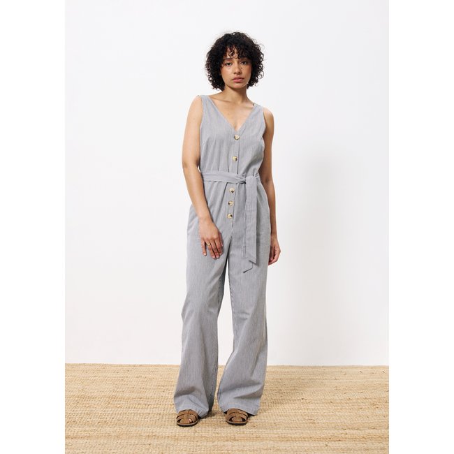 Combi-pantalon  en coton MADDIE beige crème <span itemprop=