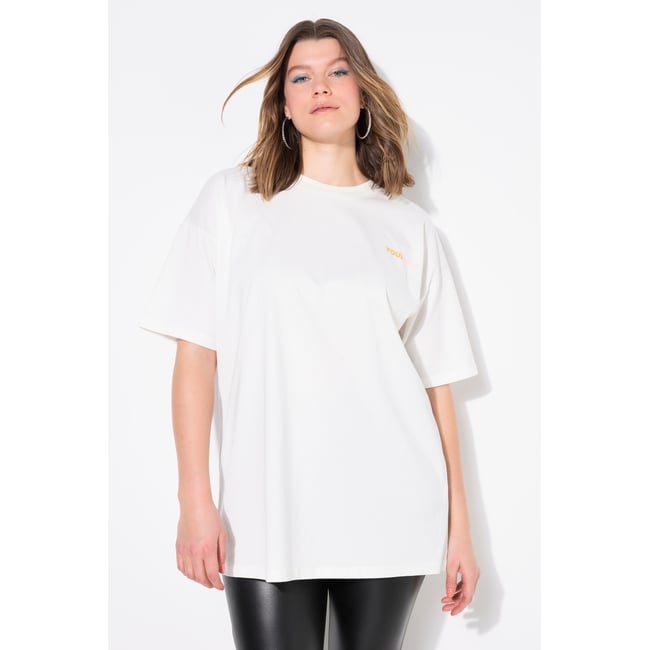 T-shirt oversize, imprimé fluo dans le dos blanc cassé <span itemprop=