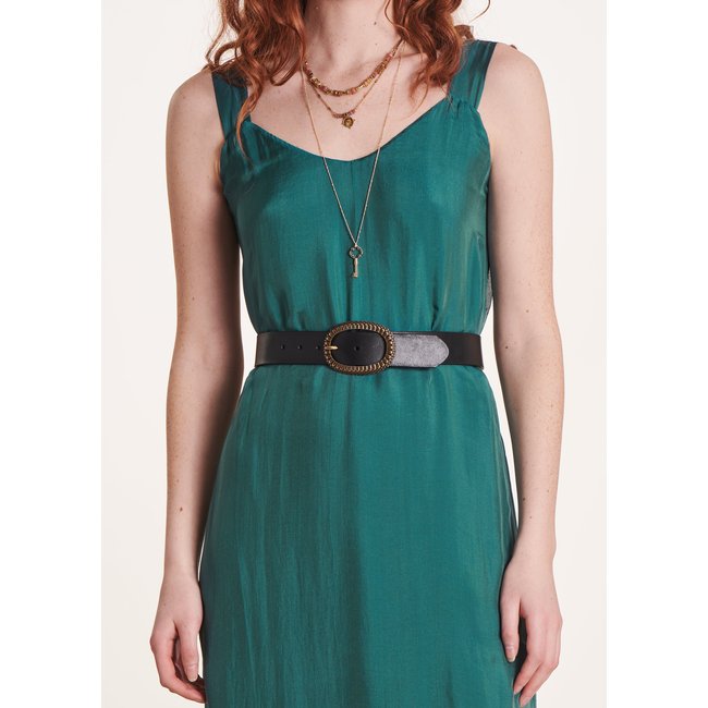 Ceinture boucle serpent noir <span itemprop=