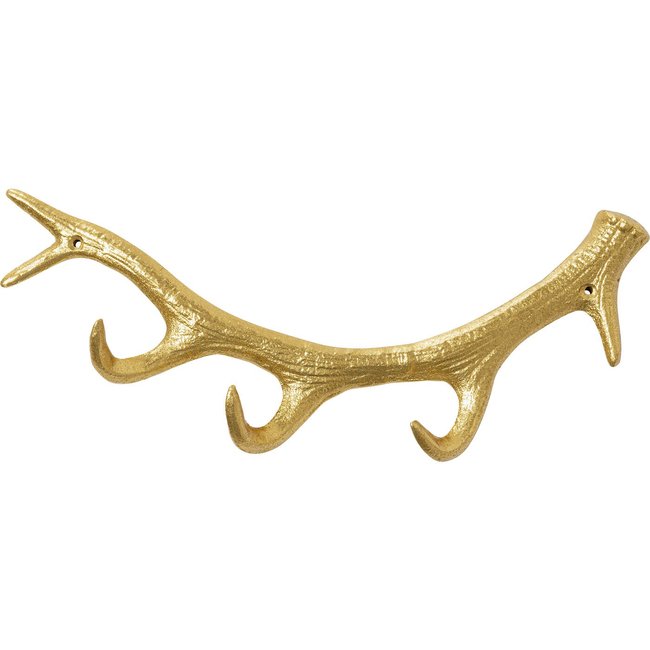 Portemanteau mural bois de cerf doré Couleur or <span itemprop=
