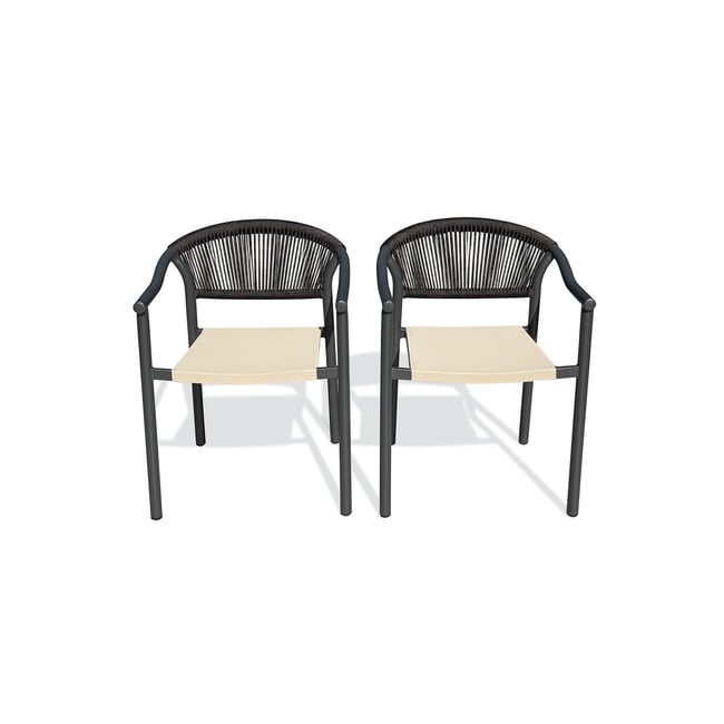 Lot de 2 fauteuils de jardin SUMBA gris anthracite <span itemprop=