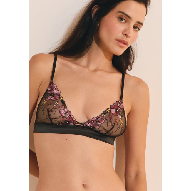 Soutien-gorge triangle avec broderie NOVA noir <span itemprop=