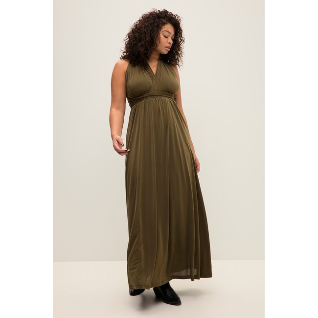 Robe portefeuille en jersey kaki <span itemprop=