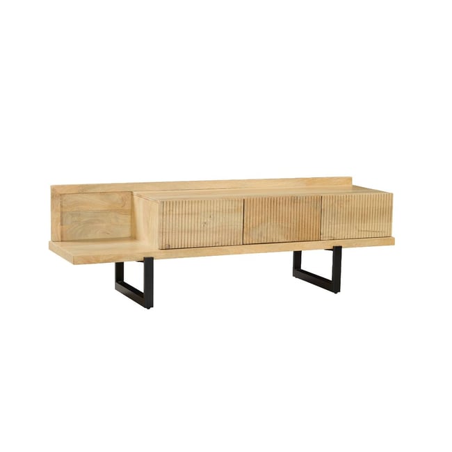 Meuble TV en bois de manguier ALEXIS Couleur bois clair <span itemprop=