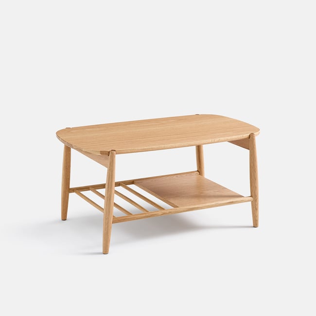 Table basse double plateau en chêne massif, largeur 80 cm, JUCCA chêne <span itemprop=
