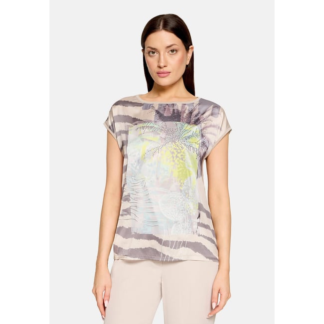 T-shirt façon blouse à impression beige/gris <span itemprop=
