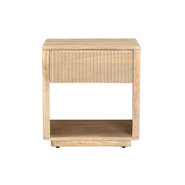 Table de chevet avec tiroir en bois clair manguier massif ALDA - MILIBOO