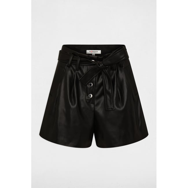 Short paperbag simili noir <span itemprop=