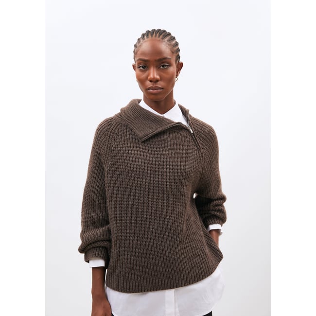 Pull col montant taupe <span itemprop=