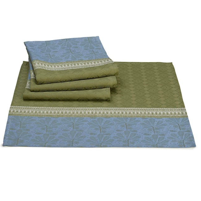 Serviette de table Croisière sur le Nil vert palmier <span itemprop=