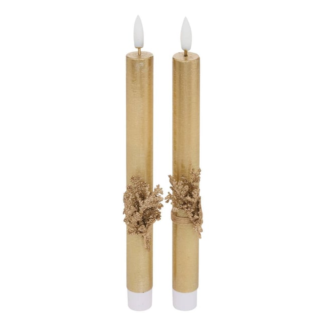 Lot de 2 bougies LED Lupa bâton doré Couleur dore <span itemprop=