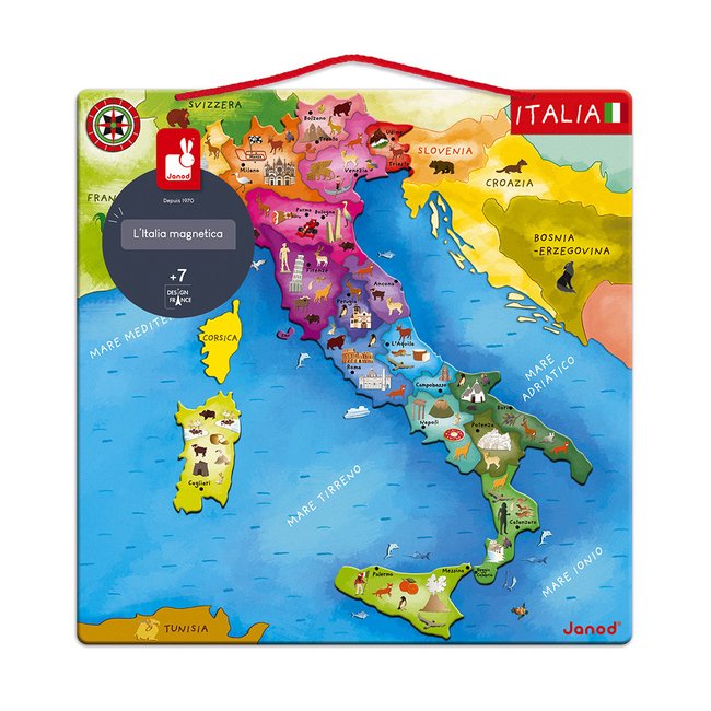 Carte D'italie Magnétique 20 Pièces - JANOD
