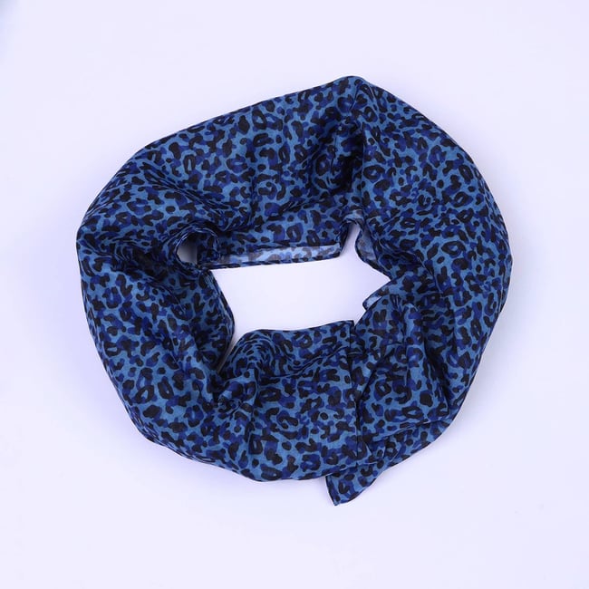 Foulard léopard Heliza bleu <span itemprop=