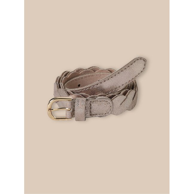 Ceinture en cuir tressé et irisé dore <span itemprop=