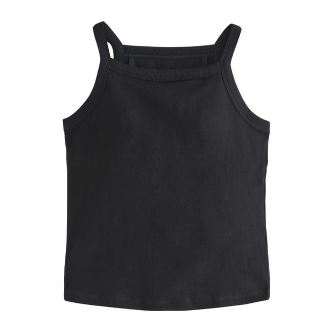 Soutien-gorge en coton côtelé noir <span itemprop=