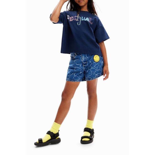 T-shirt logo multicolore bleu <span itemprop=