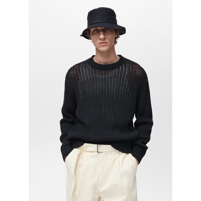 Pull 100 % coton maille ajourée - MANGO MAN