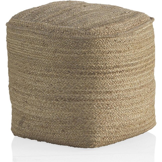 pouf carré en jute naturel fait main assise déco intérieure Couleur jute naturel beige chaleureux <span itemprop=