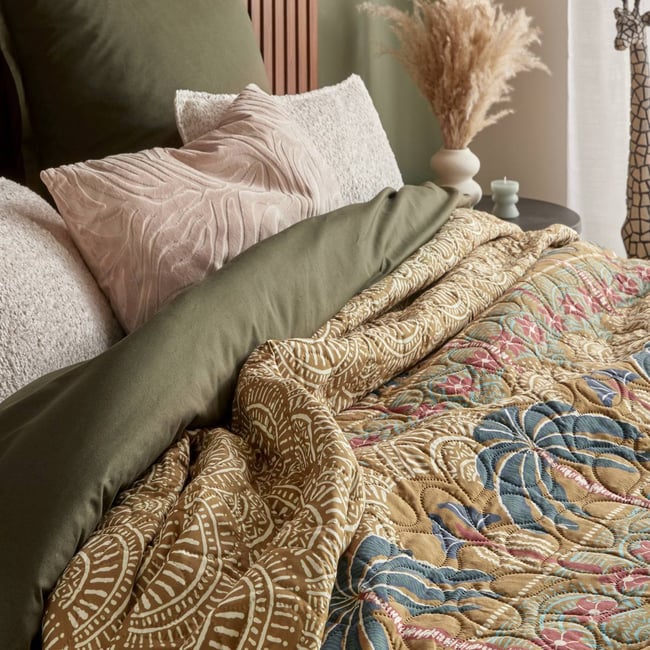 Dessus de lit double COLE ocre <span itemprop=