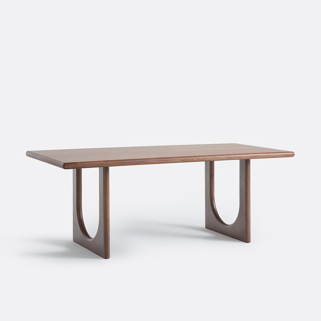 Table à manger, en plaqué noyer, 6 à 8 couverts, DOUVE coloris noyer <span itemprop=