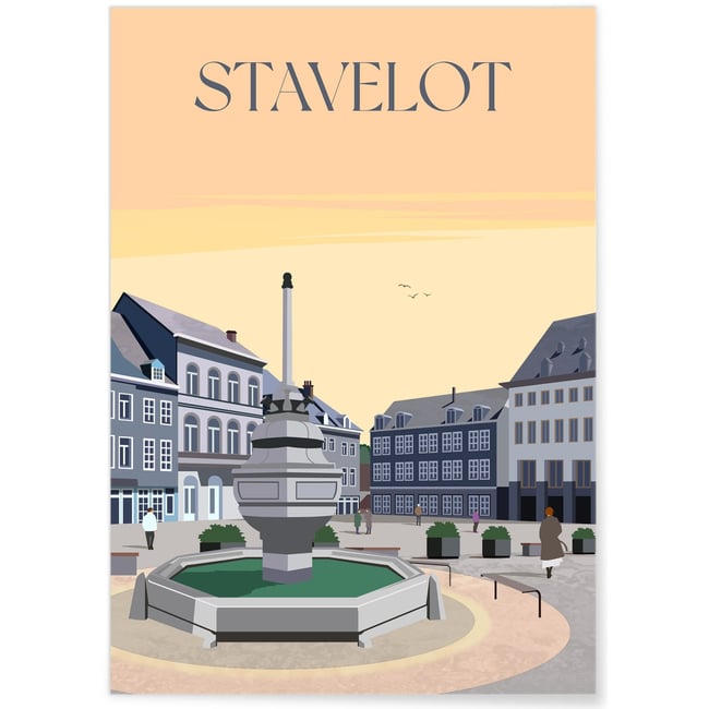 Affiche ville Stavelot Couleur blanc <span itemprop=