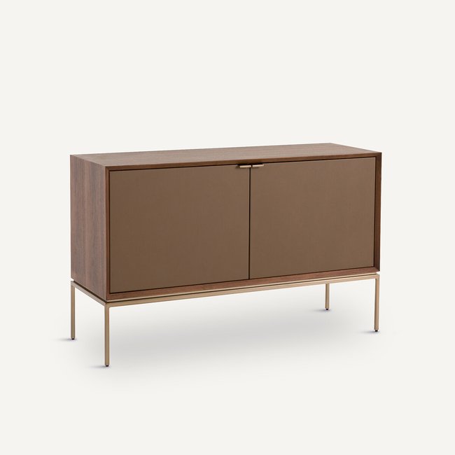 XS-Sideboard Delina, Nussbaum/Leder nussholz <span itemprop=